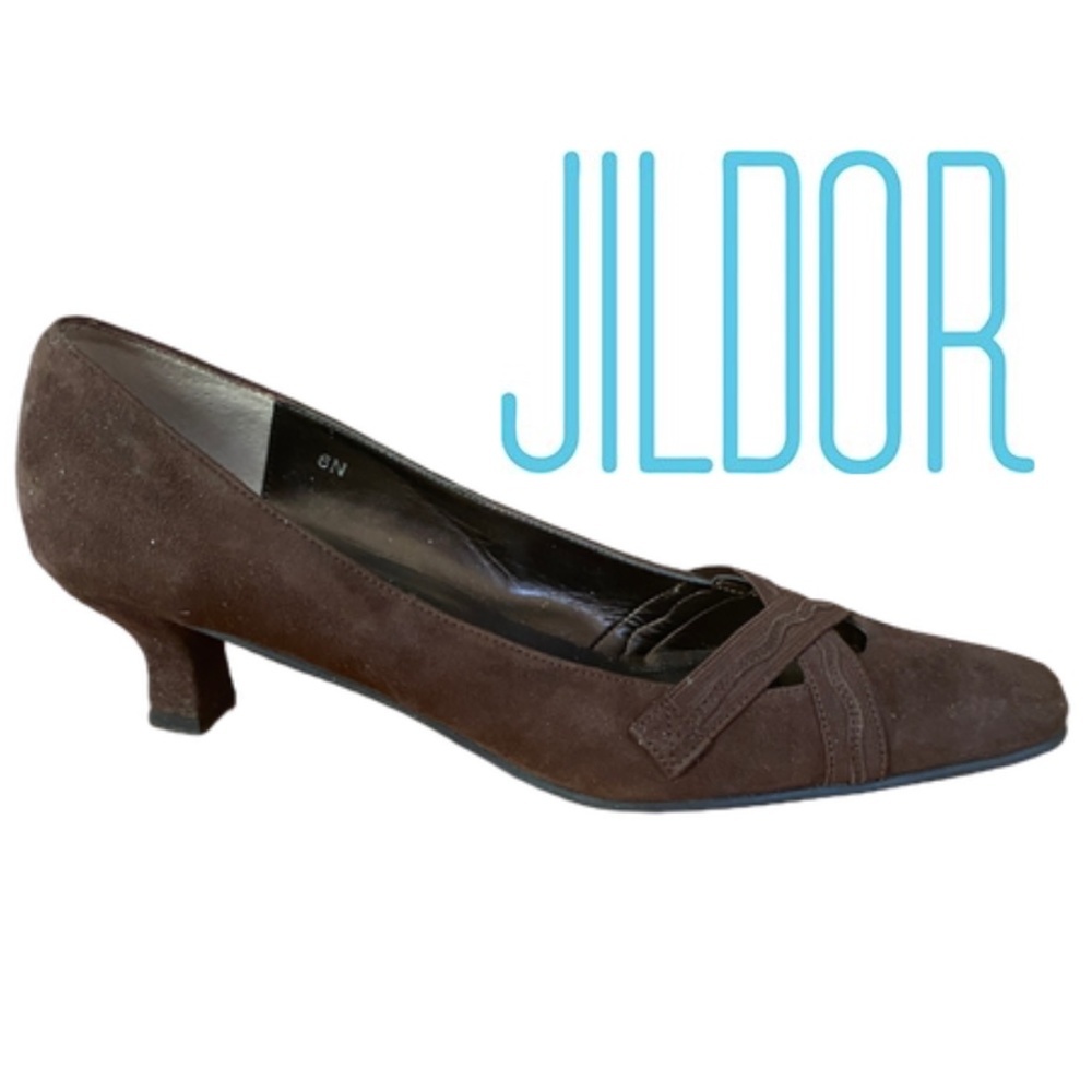 Jildor Genuine Suede Brown Pumps Size 8 Narrow - Like New